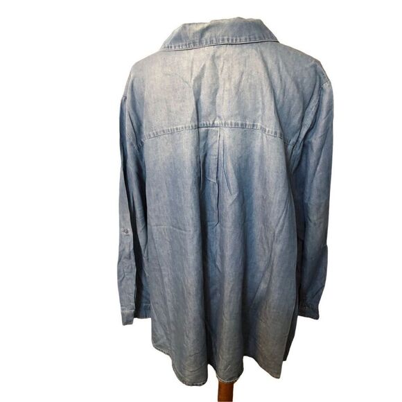 Lane Bryant chambray long sleeve blouse cotton Lyocell blend size 26/28 - Picture 7 of 10